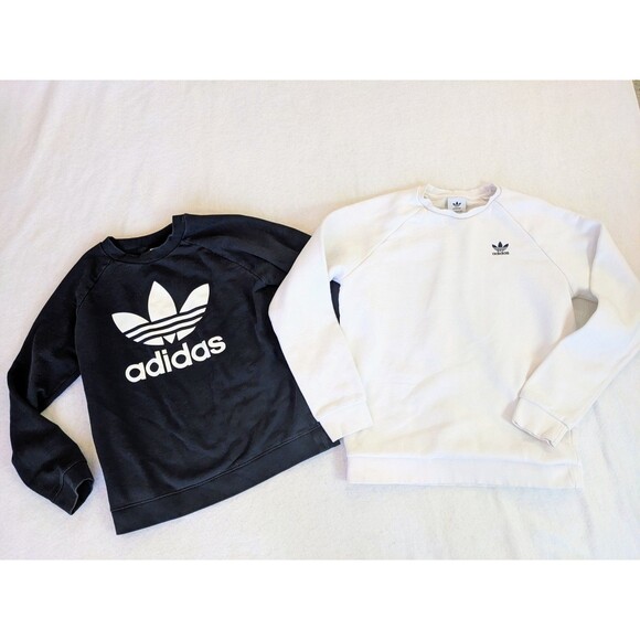 adidas Tops - Adidas Women's Originals Trefoil 2 Set Crewneck Sweatshirts Black & White Large
